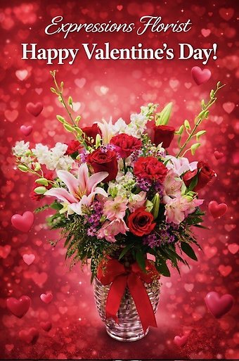 Valentine Arrangement #4 In Ribbed Color Vase