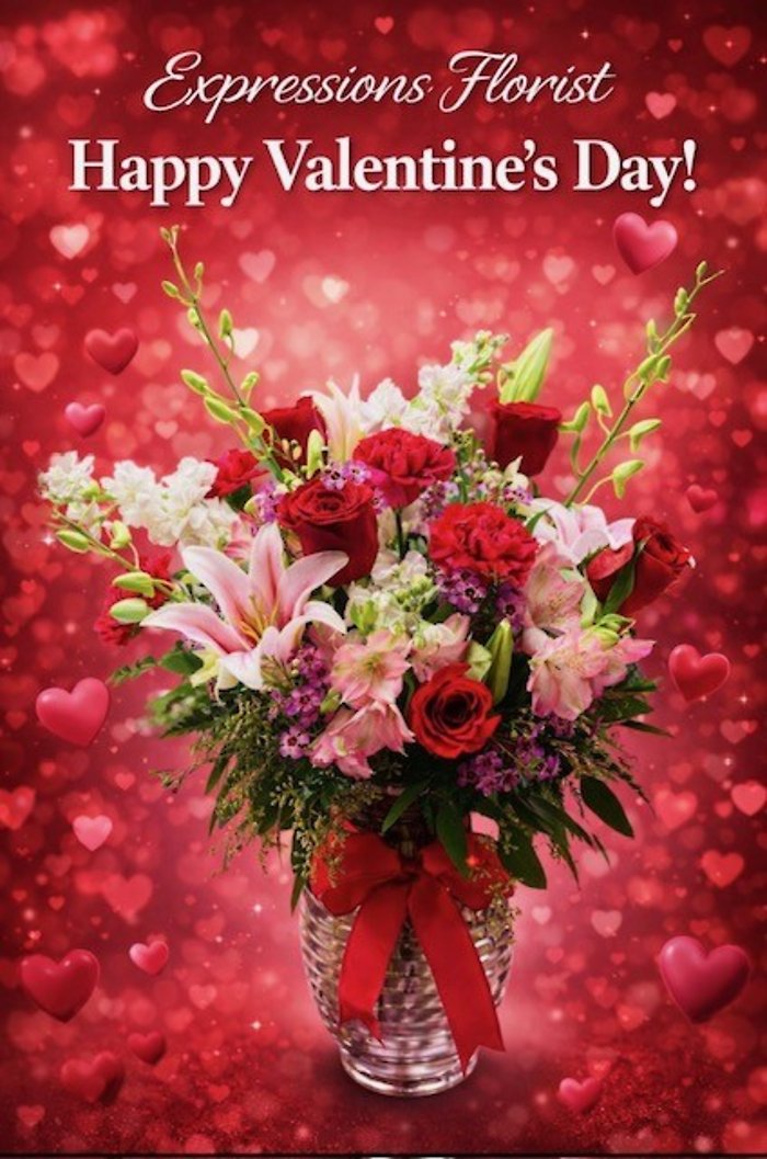 Valentine Arrangement #4 In Ribbed Color Vase