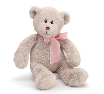 Soft Beige Bear With Sheer Ribbon