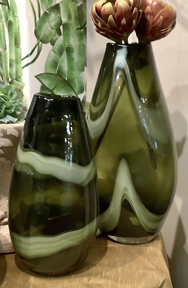 Hunter Green/Lime Swirl Vase