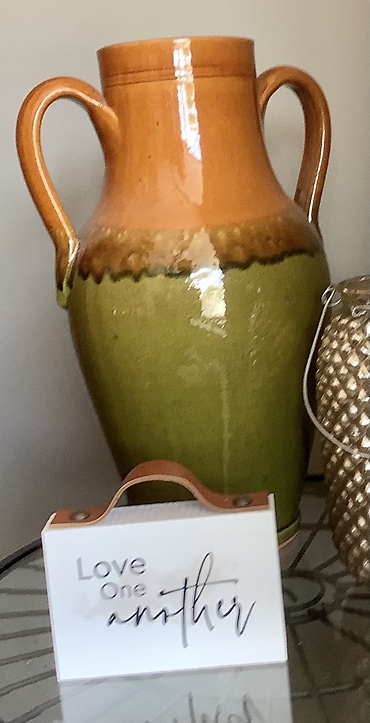 Antique Burnt Orange/Moss Pottery