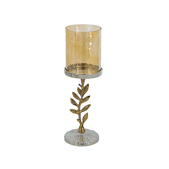 LEAF PILLAR CANDLE HOLDER SHORT