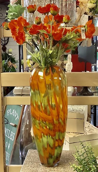 Orange/Lime Green Swirl Vase