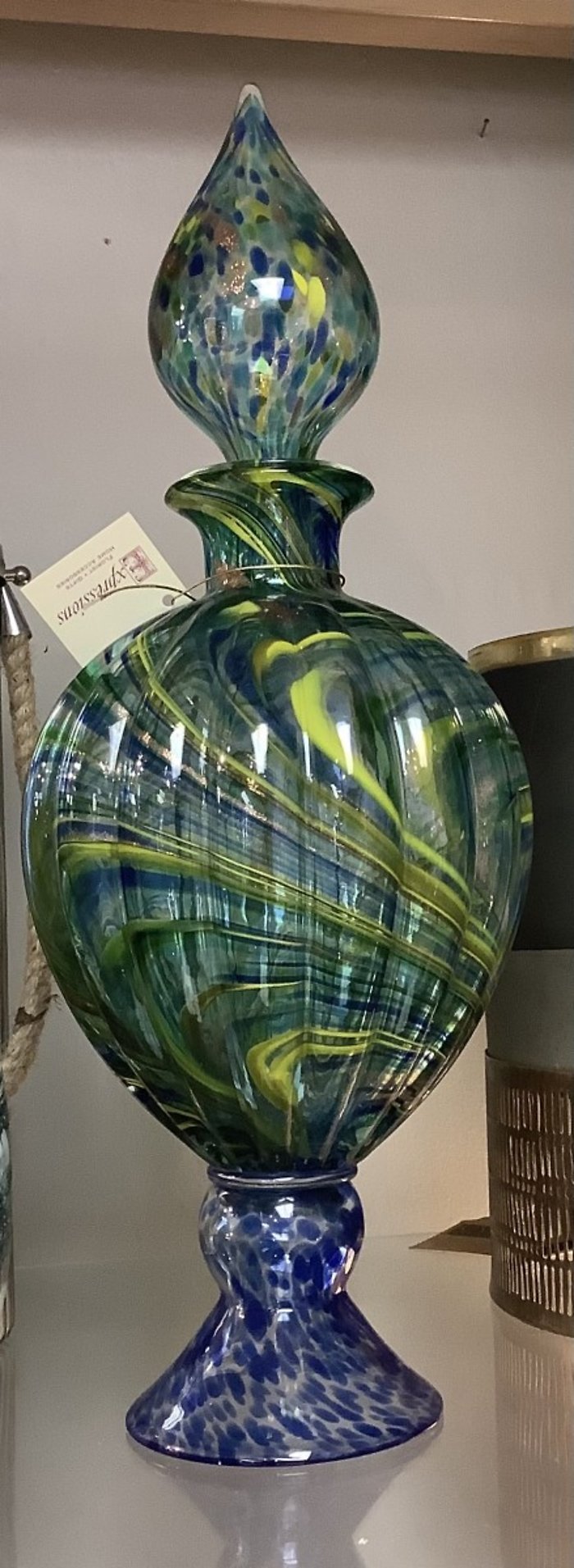 Blue/Lime Swirl Decanter