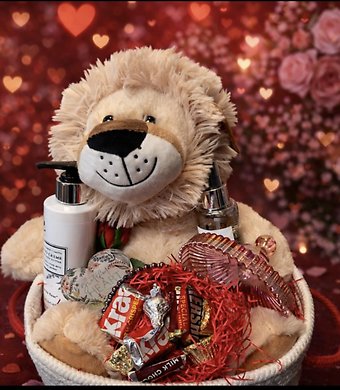 Valentine Bath Basket w/ Stuffed Animal and Candy