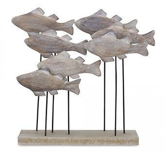 Fish School Wood/Metal Figure