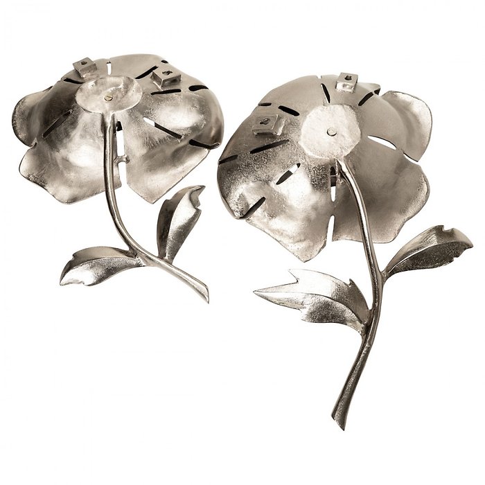 NIARA WALL ART SET OF 2 FLORAL METAL STEMS