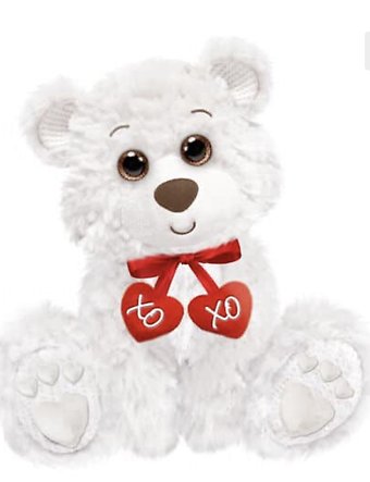 10\" White Plush Teddy Bear W/ Heart Bow