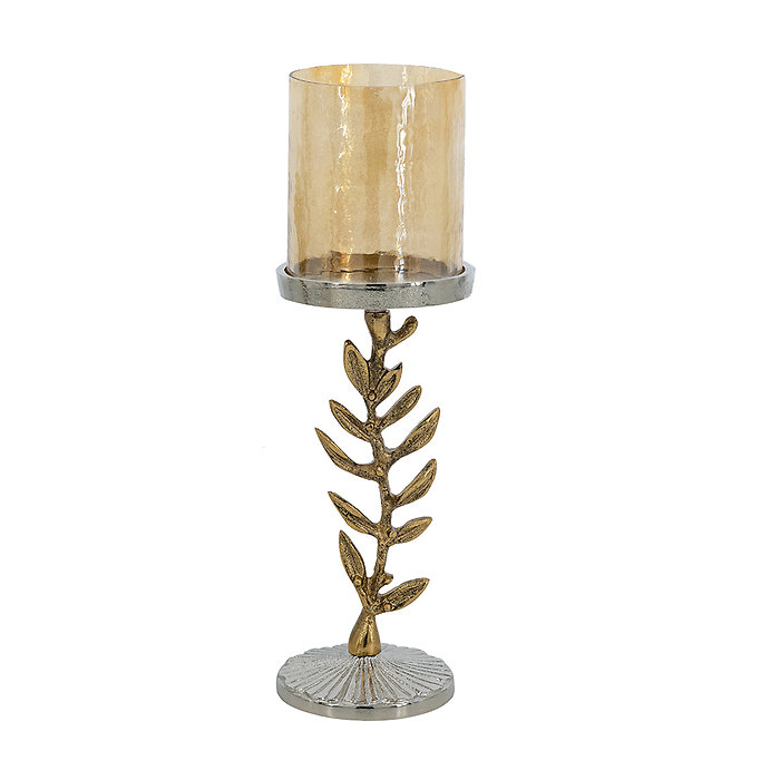 LEAF PILLAR CANDLE HOLDER TALL